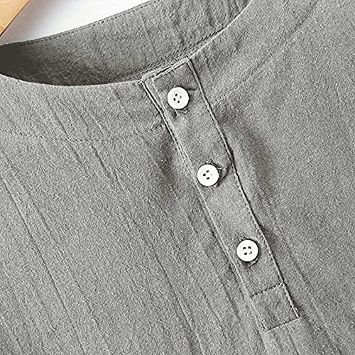 Xxbr henley camisas para homens, linho de algodão masculino de verão de shirt de botão de outono sólido