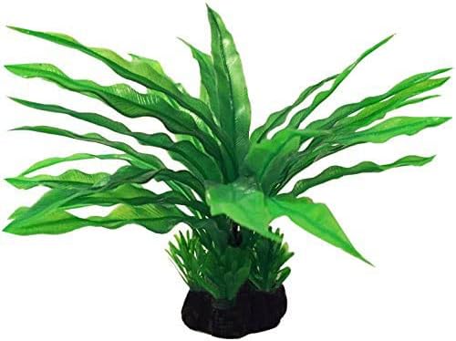 Sungrow Long Leaf Java Fern, planta artificial plástica para aprimorar seu aquário, decoração de aquário de tanques