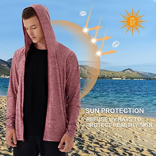 Corna masculina de 50+ protetora solar de proteção solar camisetas leves de pesca para homens de manga longa