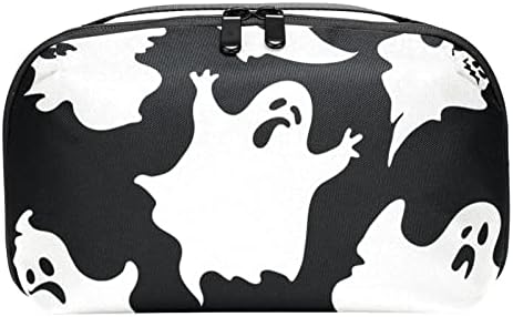 Carteira de bolsa de bolsa de viagem de caixa de transmissão de caixa de transmissão de caixa USB Acessório de bolso, desenho animado de Halloween Black White