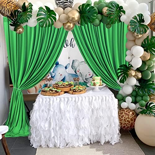 Cortina de cenário verde de 10 pés x 10 pés para festas de painéis de cortinas grátis de rugas verdes para