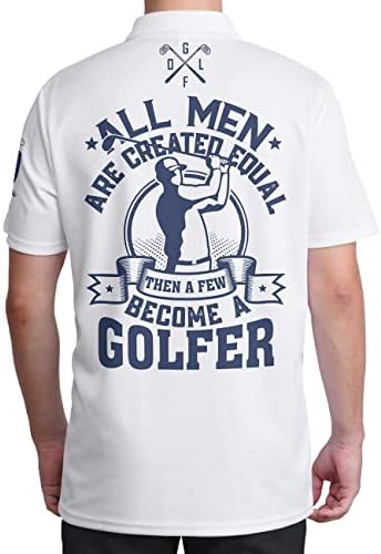 Musbiri, camisas de golfe engraçadas brancas para homens, camisas de golfe malucas para homens, pólo de golfe