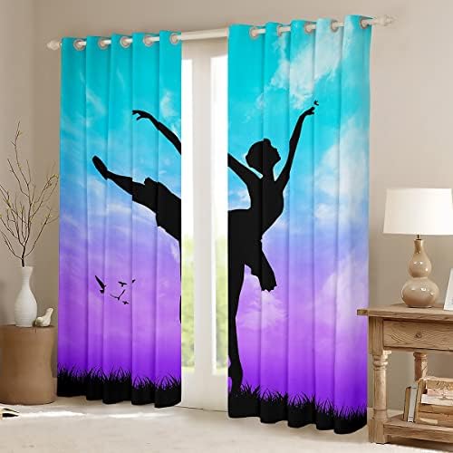 Cortinas de balé 52x96 polegadas, dança presente de apagão cortinas para crianças adultos adultos, cortinas e