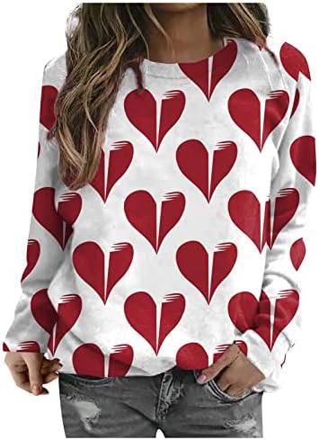 Camisa de pulôver de pescoço redonda solta para mulheres impressão casual de manga comprida blusas
