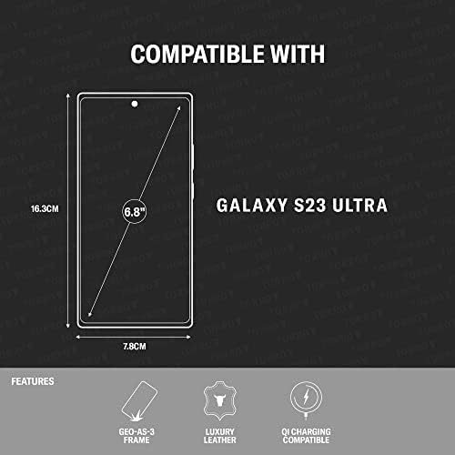 Caso Torro compatível com Samsung Galaxy S23 Ultra 5G - Caso de pára -choque de couro premium