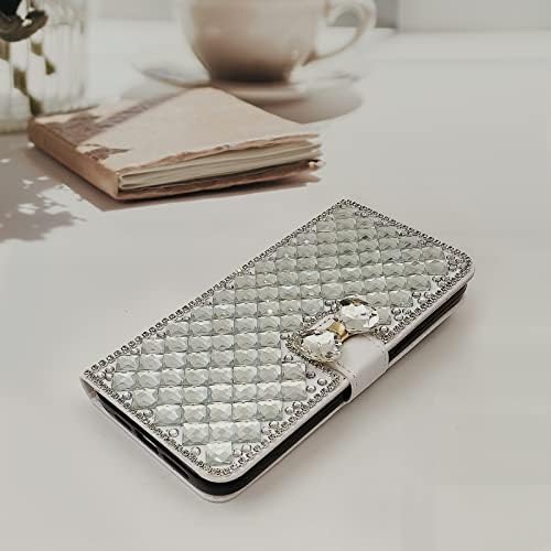 OMIO Compatível com iPhone 14 Plus Caso de carteira Luxury glitter bling diamante portador de cartões