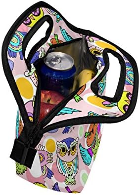 VIPSK Lunch bolsa Cartoon Owl Box, Bolsas de almoço de piquenique à prova d'água de viagem ao ar livre com zíper,