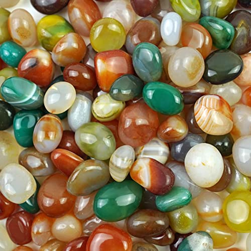 Pedras de pedra de ágata de cor natural caçadas, 2lb de seixos coloridos polidos naturais para plantas,