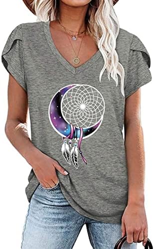 Nokmopo T-shirts de grande tamanho para mulheres impressão criativa Casual Petal de deco
