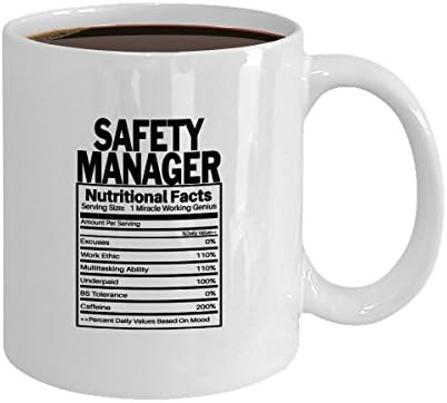 Gerente de segurança engraçada Fatos nutricionais Café e caneca de chá