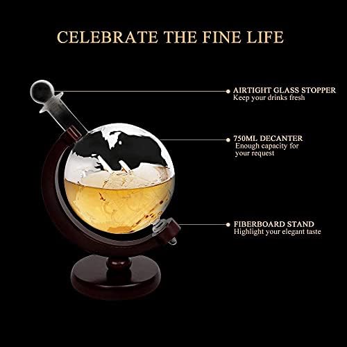 Whisky Decanter Globe, World Globe Decanter, dispensador de bebidas alcoólicas para espíritos Bourbon Vodka