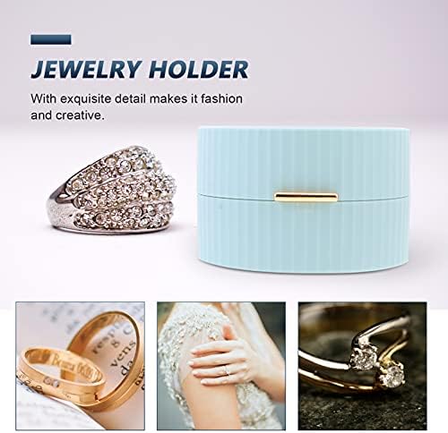 Caixa de jóias redondas portáteis genéricos Viagem de jóias pequenas Organizador de jóias Mini Jóias Jóias Exibição de jóias para anéis Brincos Bracelete, azul, 10x9.2cm, 11277140L73VQD