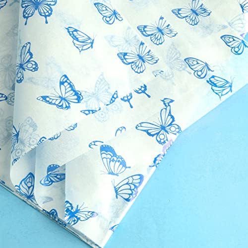 30pcs lençóis de papel, papel de borboleta azul que embrulhei papel de papel de papel de papel para embalagem de