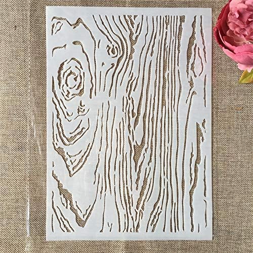 TIAMECH A4 Estêncil de textura de madeira para pintar em madeira de camadas reutilizáveis ​​estêncil