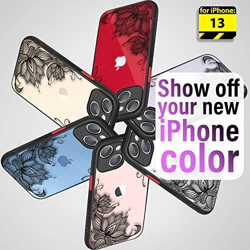 Viromo Matte Slim Caso para iPhone 13 com protetores de tela [2 pacote], capa completa da câmera, design de flores