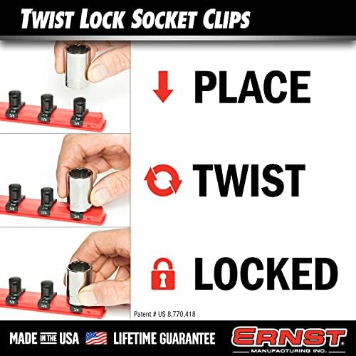Ernst Manufacturing 3/8 polegadas Dura-Pro Twist Lock Socket Clips, 15-pack, preto-8441