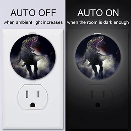 2 Pacote de plug-in Nightlight LED Night Light Allosaurus com sensor de Dusk-to-Dawn para quarto de crianças,