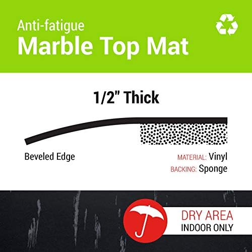 Deflecto Marbletop Anti-Fatigue Comfort Floor Standing Floor, vinil, materiais reciclados, 1/2