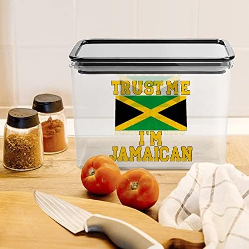 Confie em mim, eu sou recipiente de armazenamento jamaicano caixa de plástico transparente com tampas de lixeiras reutilizáveis ​​para lanches de cereais de cozinha.