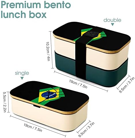 A bandeira do Brasil resiste à lancheira Bento de camada dupla com utensílios de utensílios de