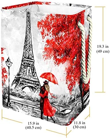 Indicultura Paris City Eiffel Tower Lavanderia grande cesto de roupas prejudiciais à prova d'água