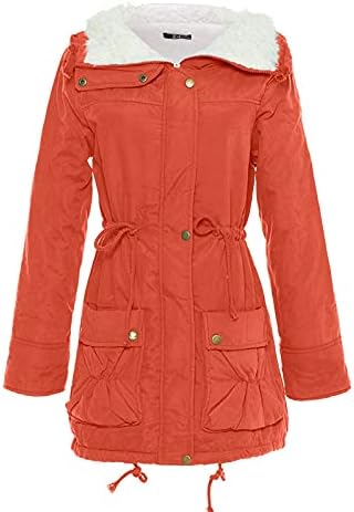 Casaco de inverno foviguo, jaqueta de manga comprida para mulheres simples de outono longo zíper de cor