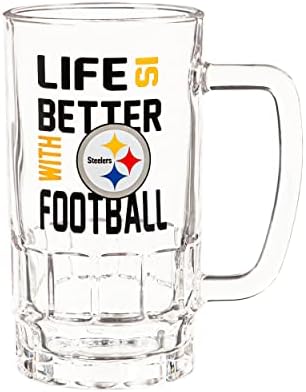 Equipe Sports America Glass Tankard Cup, com caixa de presente, Pittsburgh Steelers