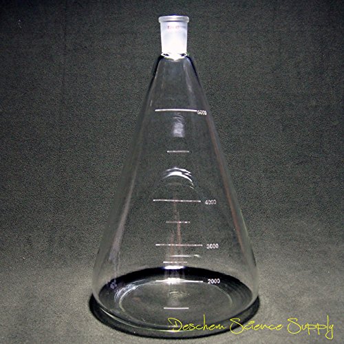 Deschem 5000ml, 24/40, Glass de vidro Erlenmeyer, 5L, garrafa cônica, copo de laboratório