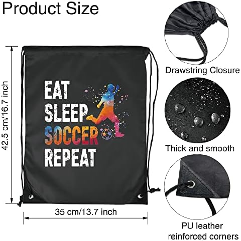 Pishvi Eat Sleep Sleep Soccer Repetir Backpack à prova d'água, bolsa de esportes de futebol para homens,