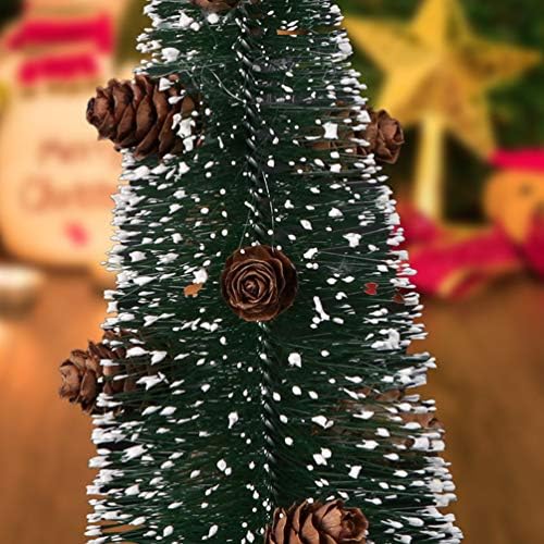 Holibanna Artificial Sisal Trees Mini Christmas Tree Snow Frost Ornamentos com bases de madeira
