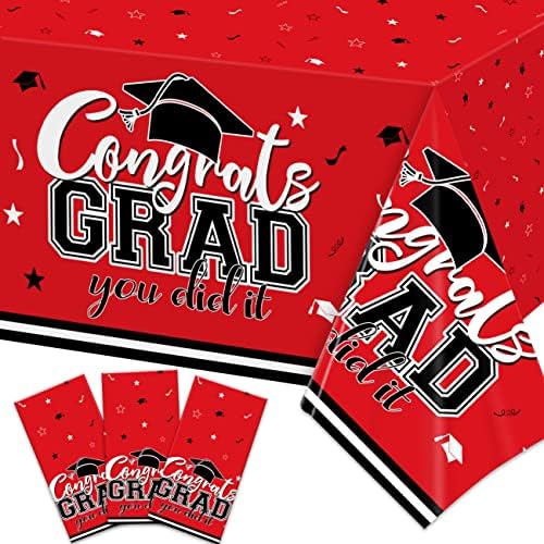 Xituodai Red e Black Graduation Decorações de 2023, 3pcs Toneladas de mesa de graduação Parabéns Capas