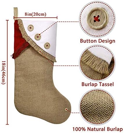 Meias de Natal de Idenf, 3 PCs 18 polegadas Bolsa grande artesanal original com meias de borla, para decorações de festa de Natal de férias em família