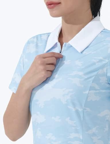 Camisas de pólo hiverlay para mulheres colarinhas de golfe camuflado tampos slim fit upf 50+ fit