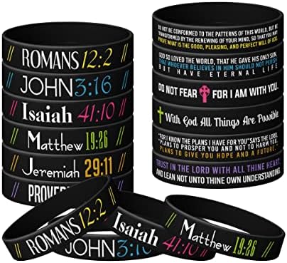 BQL (pulseiras bíblicas cristãs inspiradoras de 12 pacote, pulseiras de borracha de silicone para favores de partidos