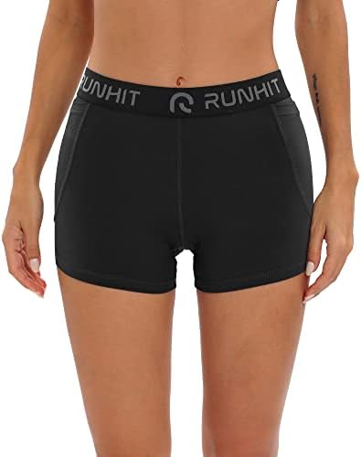 Shorts de compressão de pacote Runhit 3 para mulheres de ioga com cintura alta com bolsos shorts de vôlei