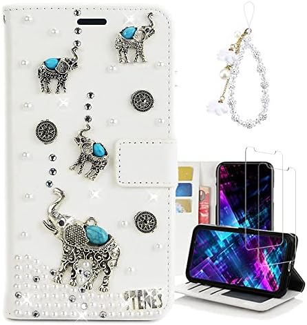 Caixa da carteira de cristal de arte de fada compatível com Samsung Galaxy S23 Plus - Elefante