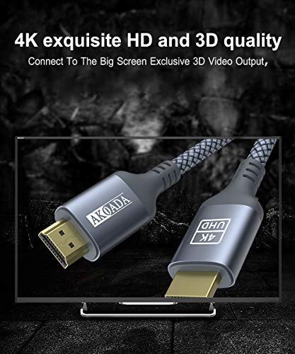 Cabo 4K HDMI 16 pés, Akoada alta velocidade 18Gbps HDMI 2.0 Ethernet-30AWG Cabo 4K 60Hz HDR Vídeo HDCP2.2