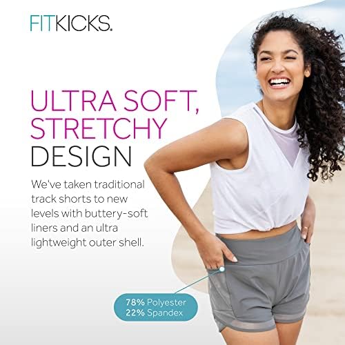 Fitkicks Women's Airlight Shorts de pista com revestimento e bolsos de malha, cintura no meio