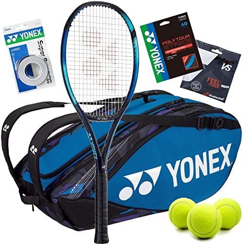 Pacote de engrenagem de tênis de tênis de jogador naomi Osaka - yonex ezona 98 Racquet azul céu Strung W Poly Tour