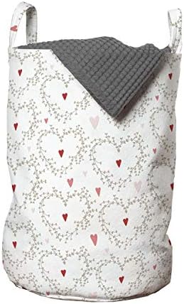 Bolsa de lavanderia lunarável, grinaldas florais em forma de coração com corações de doodle espalhados