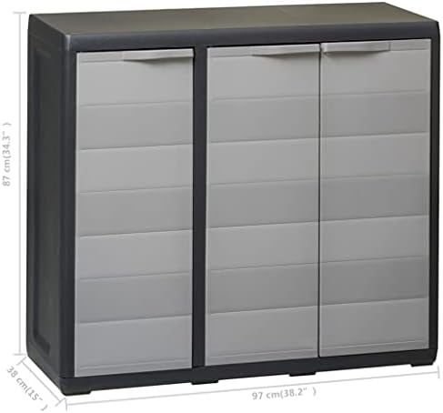 Armário de armazenamento independente com 3 portas e 2 prateleiras ventiladas e ajustáveis, armário