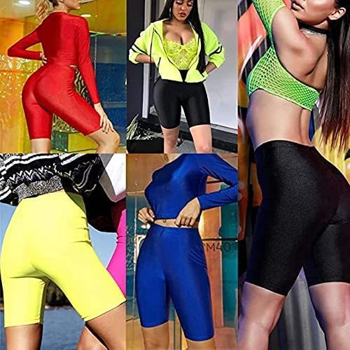 Shorts genéricos de motociclista para mulheres, shorts/calças de yoga ativos de neon, shorts de ioga
