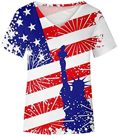 American Flag Impresso Tshirts for Women, 2023 Tops patrióticos 4 de julho Blusa de verão de verão Camiseta