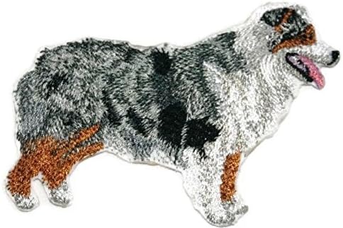 Retratos incríveis de cães personalizados [pastor australiano] Bordado Ironon/Sew Patch [4,5 x