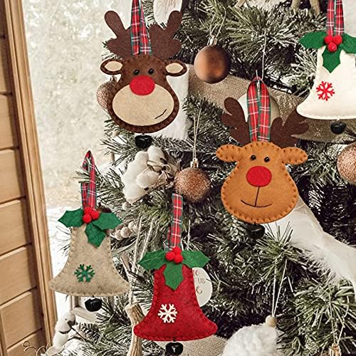 Ornamentos de árvore de Natal Conjunto de 6, 3d Prigud Bell Decorações, Handmade Plelight Elk Bells Hanging
