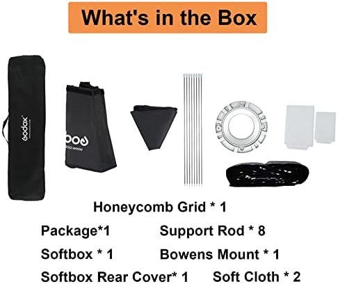 Godox Octagon Softbox 37 95cm Bowens Mount and Honeycomb Grid Softbox para Monolight Photo Studio Strobe Lighting
