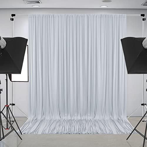 10 pés x 10 pés de painéis de cortina de pano de fundo prateados sem rugas, cortinas de pano de fundo