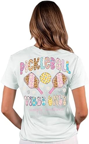 T-shirt de manga curta de ajuste descontraído feminino | Somente vibrações de pickleball | T-shirt de esportes de verão feminino e elegante e elegante