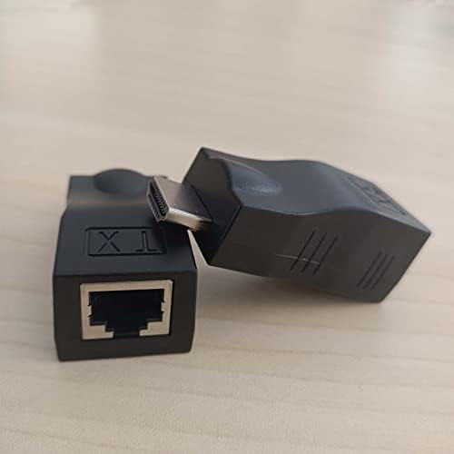 Medsuo Black HDMI Extender, HDMI a RJ45 Repetidor de conversor Extender Cable Extender sobre CAT