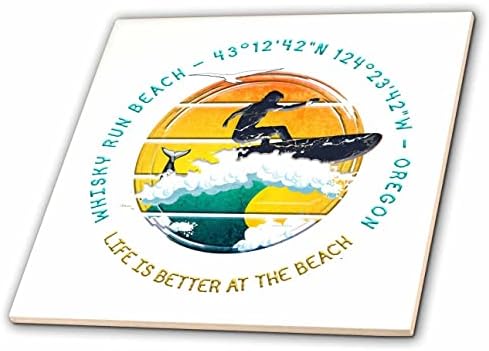 3drose American Beaches - Whisky Run Beach, Condado de Coos, Oregon Travel Gift - Tiles